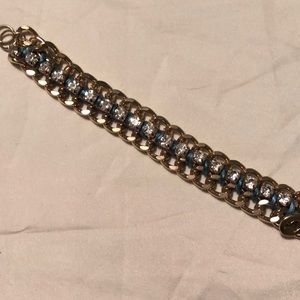 Bracelet- gold w/ green accent & rhinestones